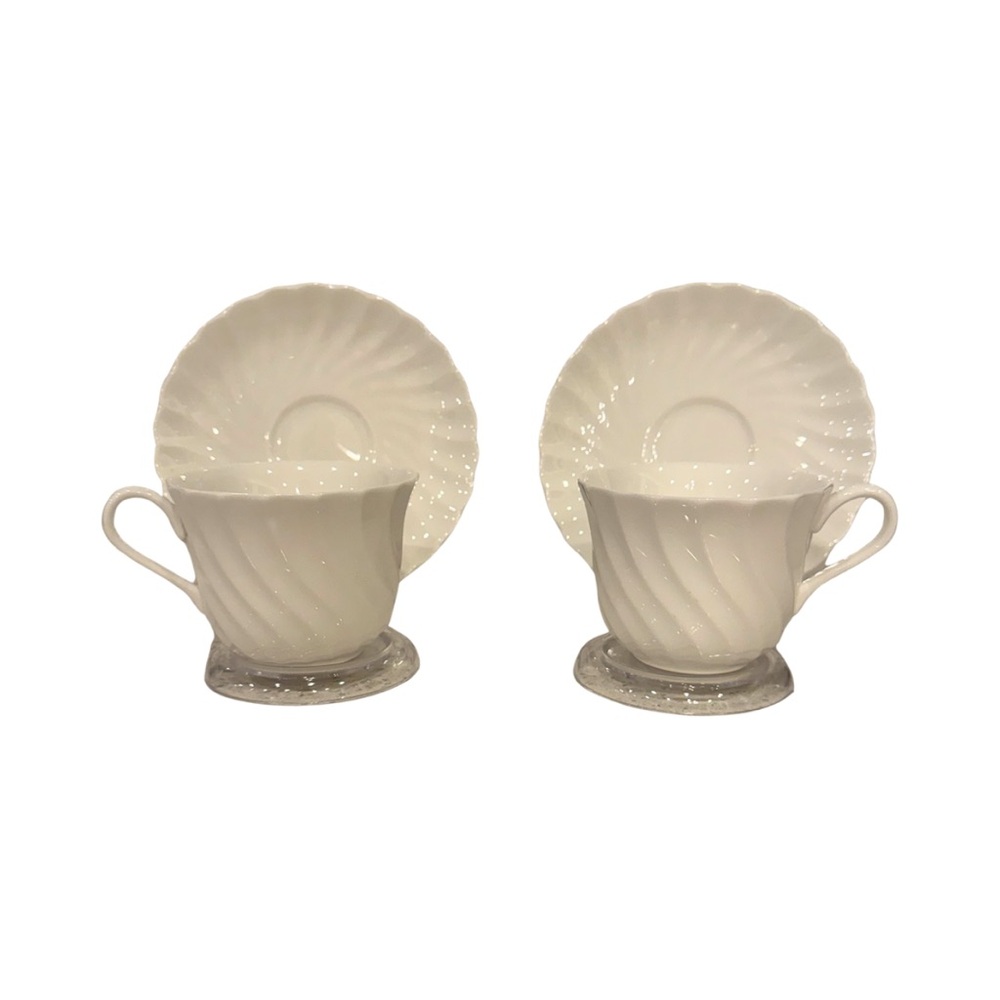 Wedgwood Candlelight Bone China Teacups - Set of 2